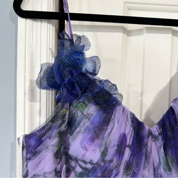 NWT Marchesa Notte Evening Gown Floral Applique Maxi 14 - Picture 6 of 13